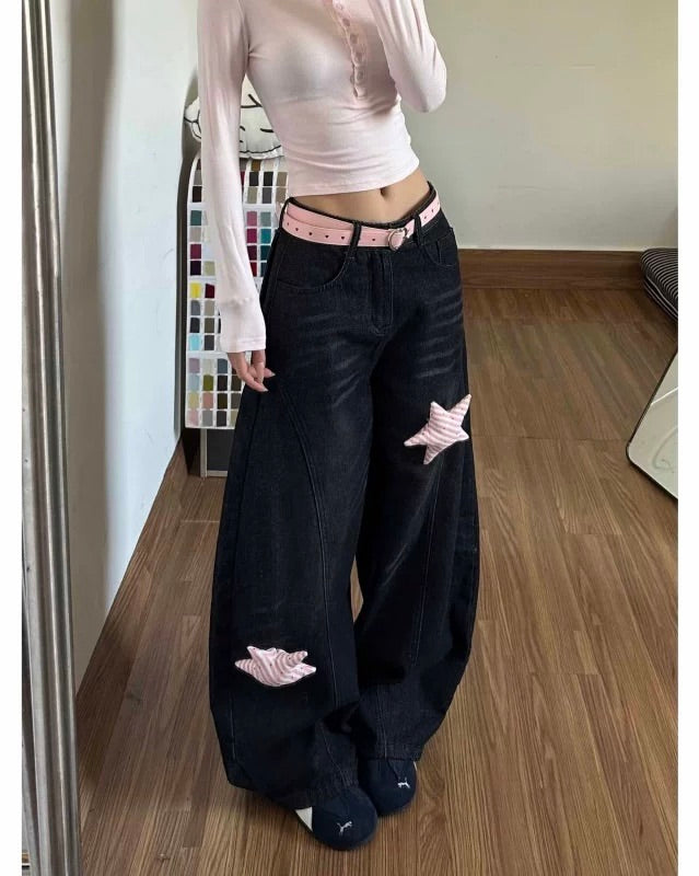 Pink Star Balloon Baggy Jeans 🎀⭐