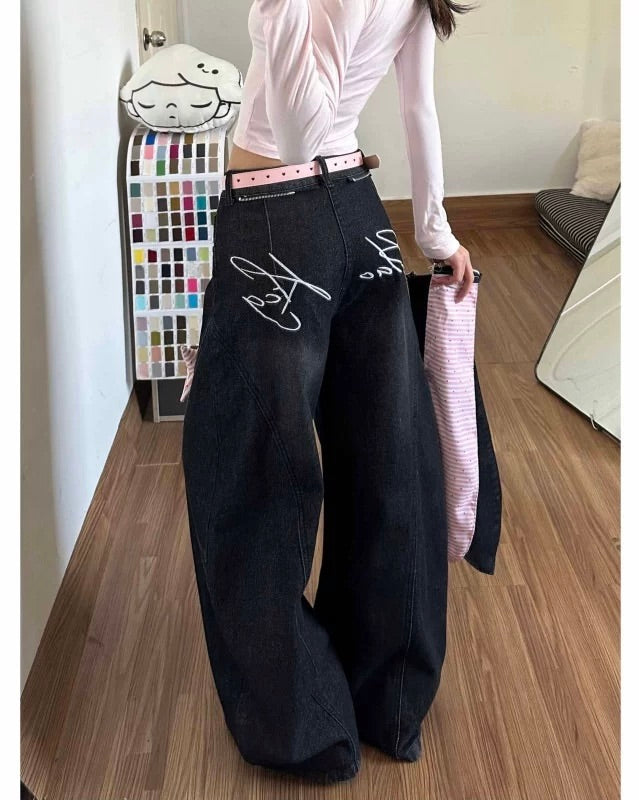 Pink Star Balloon Baggy Jeans 🎀⭐