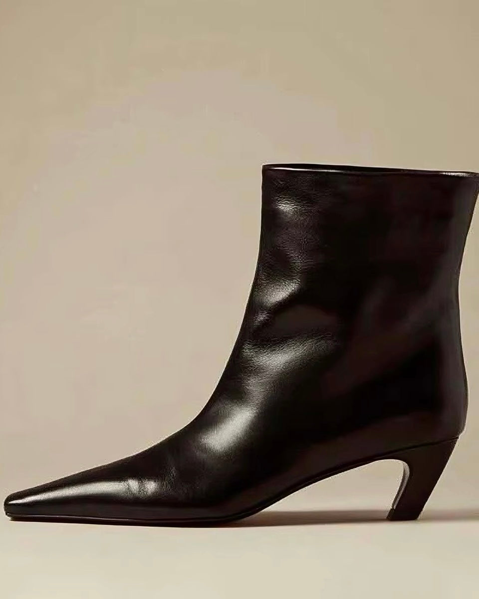 Sculpted Pointed-Toe Ankle Boots