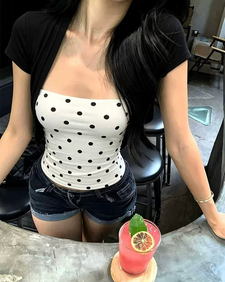 Polka Dot Tube Top 🤍🖤