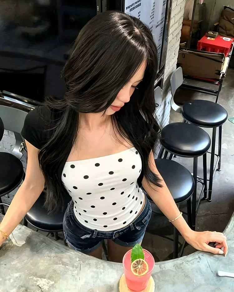Polka Dot Tube Top 🤍🖤