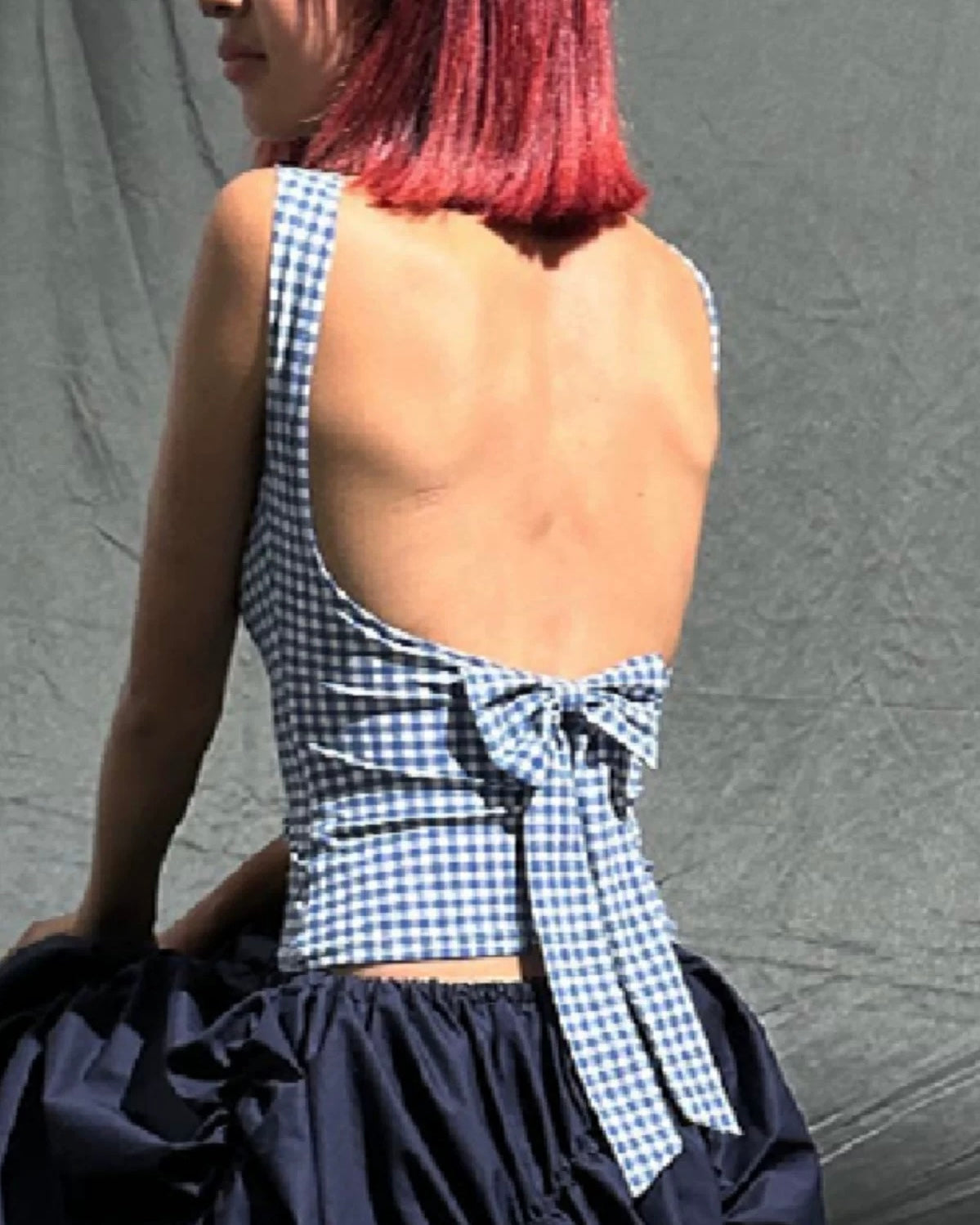 Blue Gingham Backless Top 💙🎀