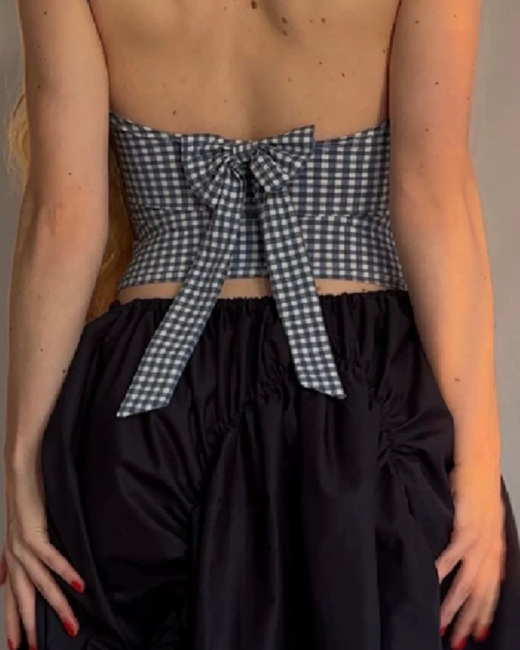 Blue Gingham Backless Top 💙🎀