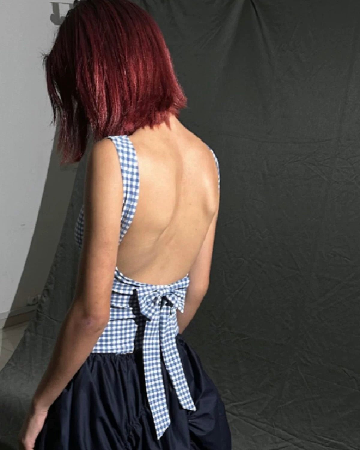 Blue Gingham Backless Top 💙🎀