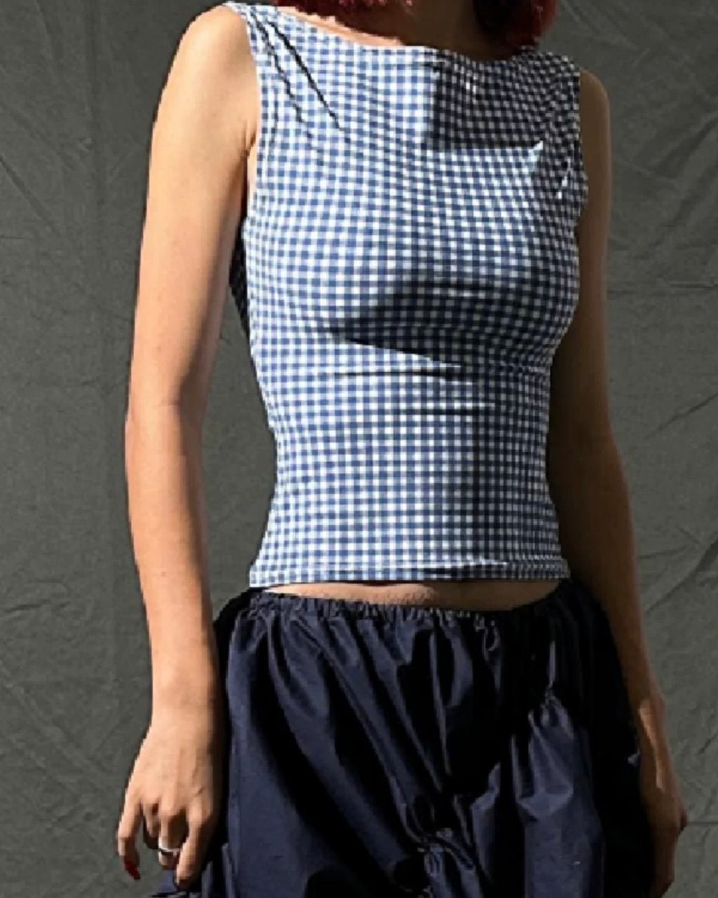 Blue Gingham Backless Top 💙🎀