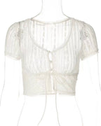 Lace Tie-Front Crop Top 🤍