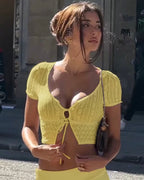 Lace Tie-Front Crop Top 🤍