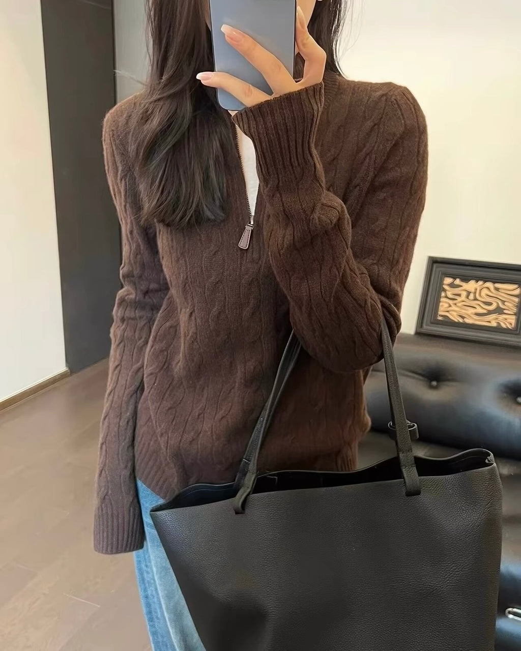 Cable Knit Half-Zip Sweater