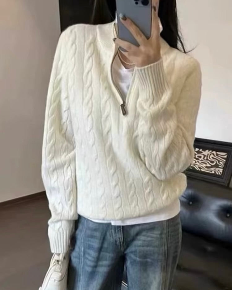 Cable Knit Half-Zip Sweater