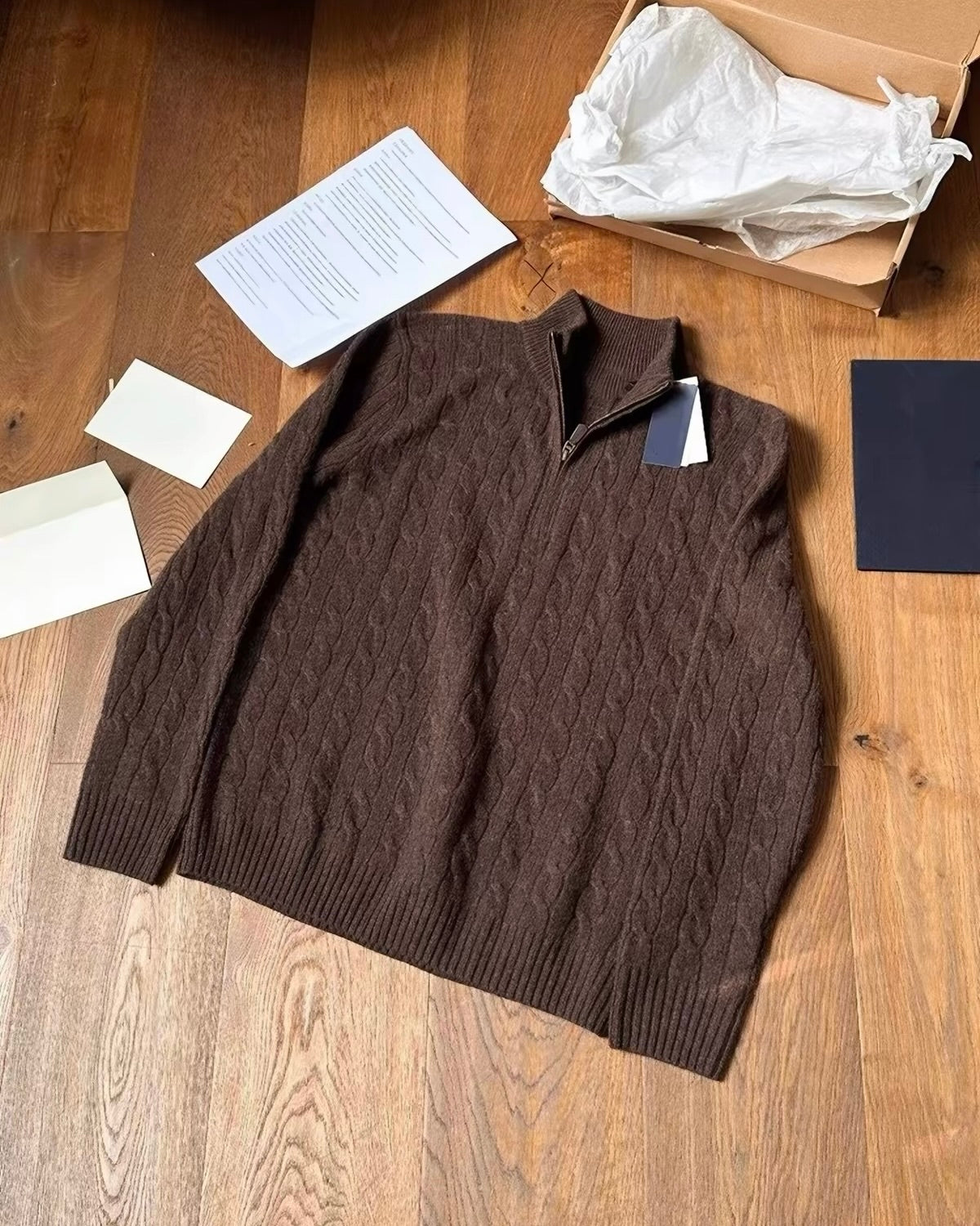 Cable Knit Half-Zip Sweater