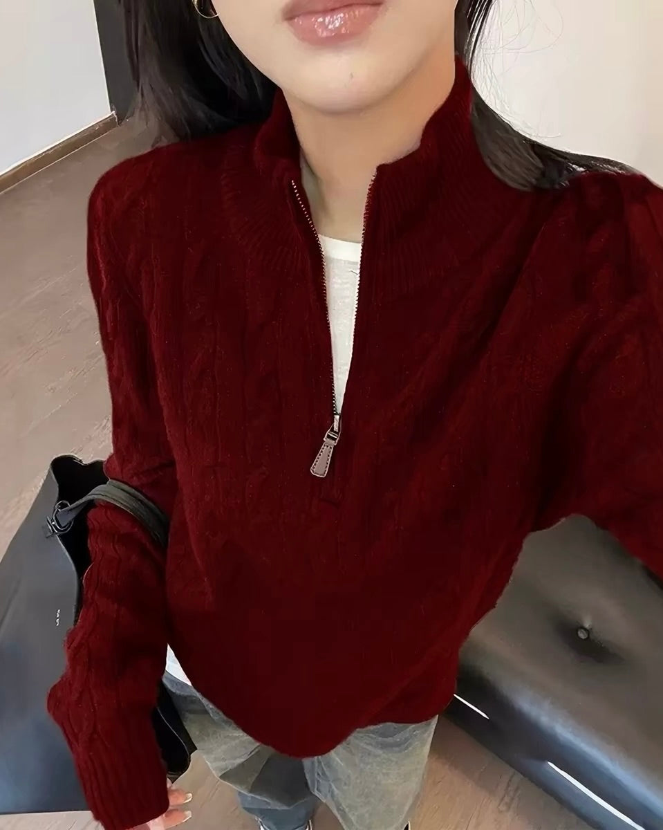 Cable Knit Half-Zip Sweater
