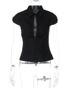 Deep V Collar Top 🖤