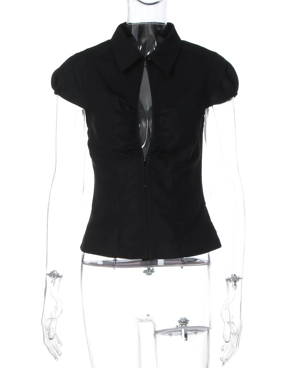 Deep V Collar Top 🖤