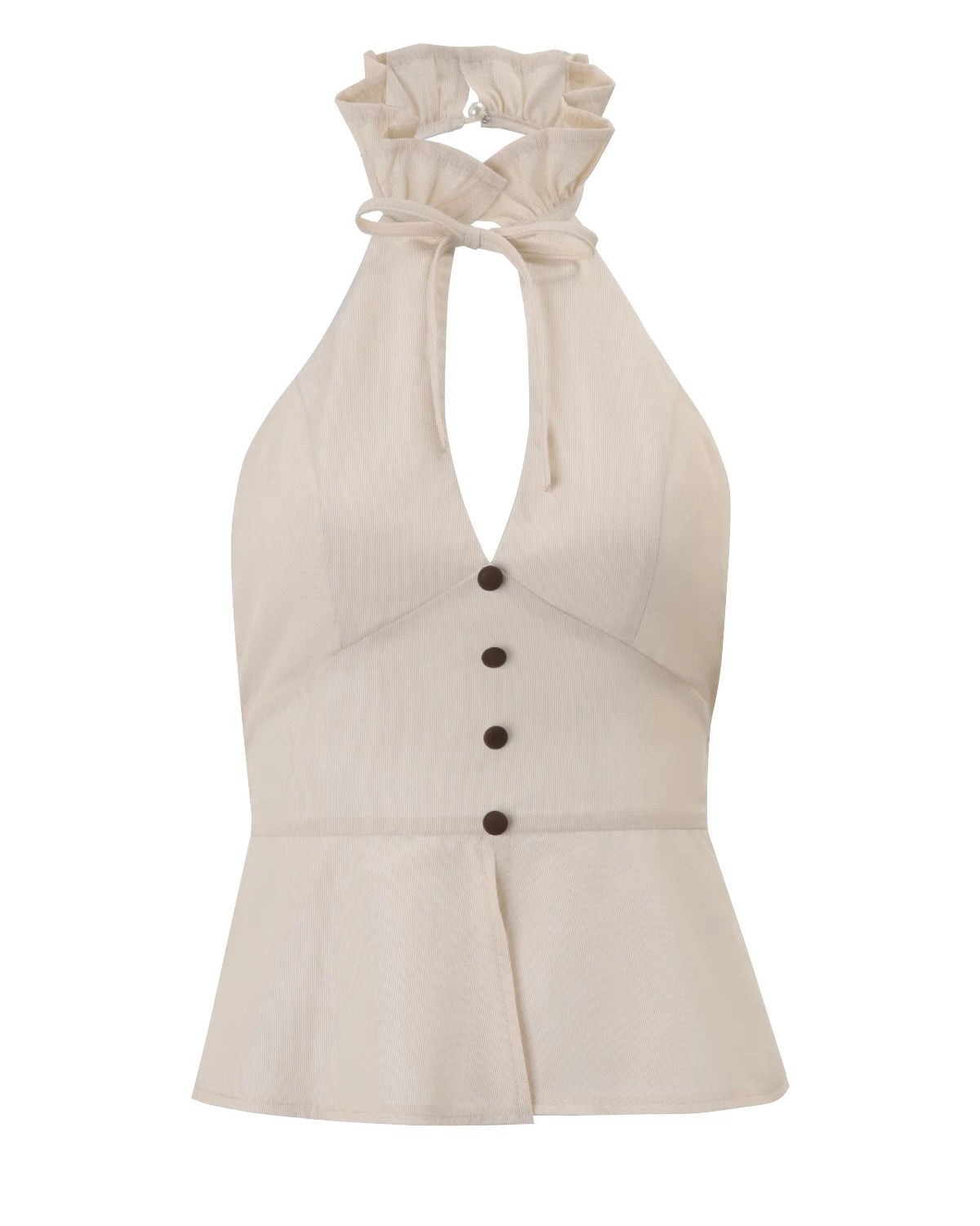 Backless Halter Peplum Top 🤍