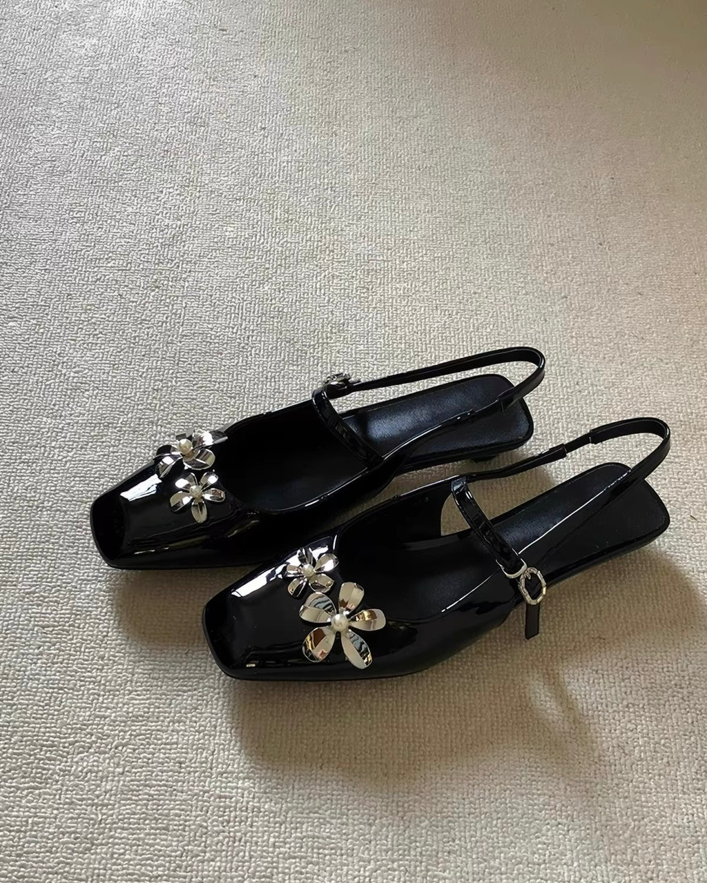Flower Detail Slingback Flats