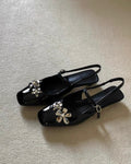 Flower Detail Slingback Flats