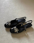 Flower Detail Slingback Flats