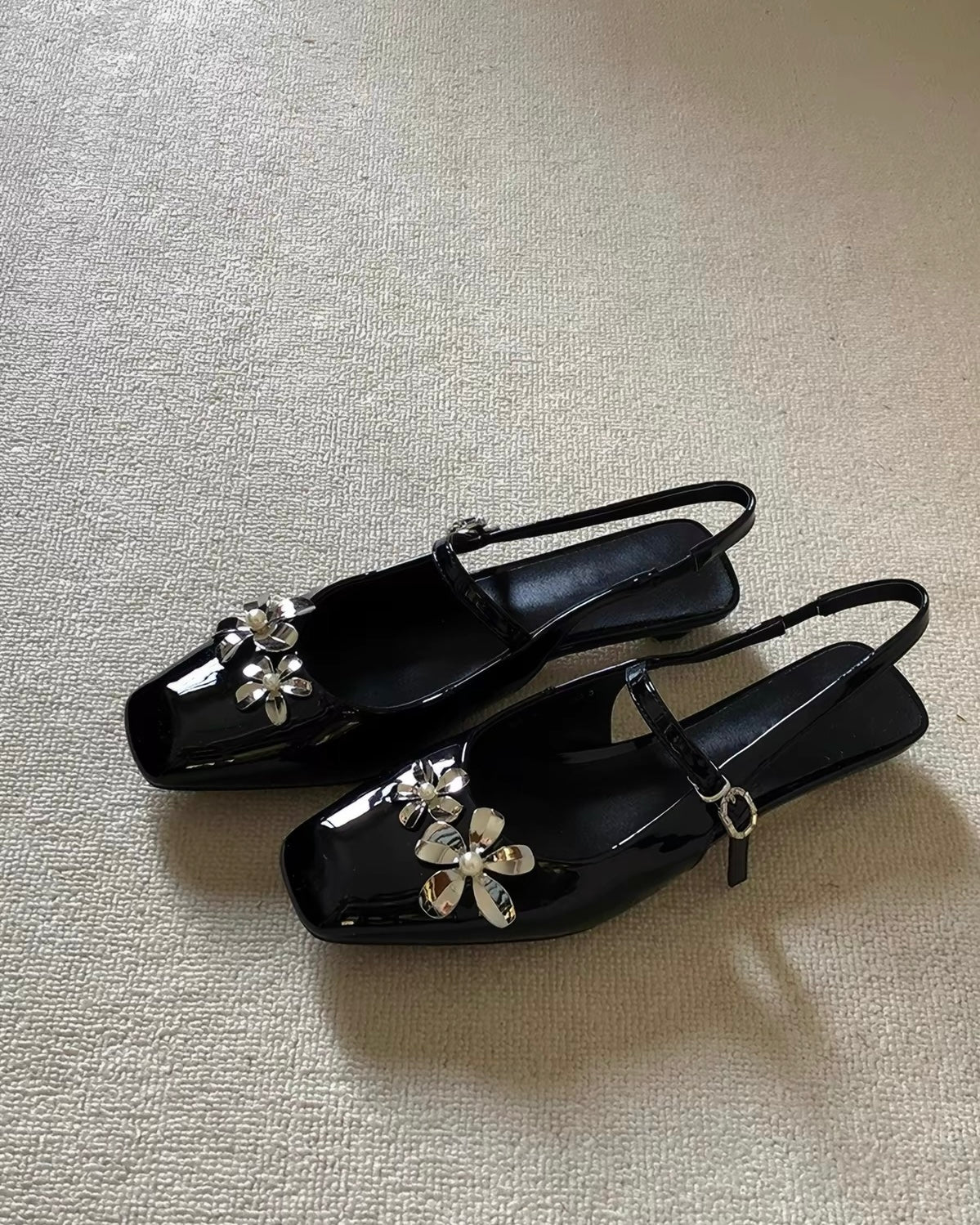 Flower Detail Slingback Flats