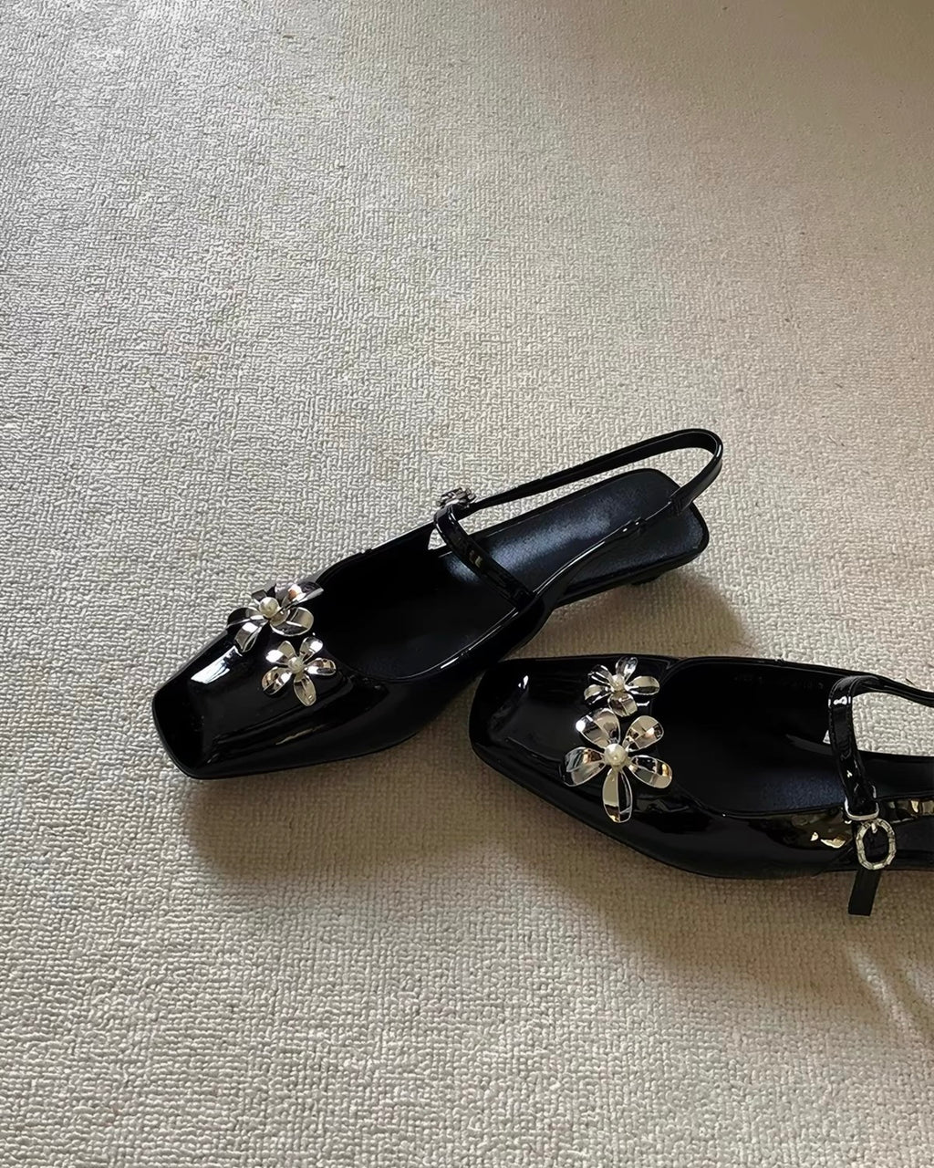 Flower Detail Slingback Flats