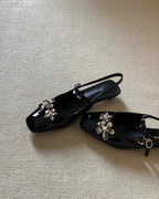 Flower Detail Slingback Flats