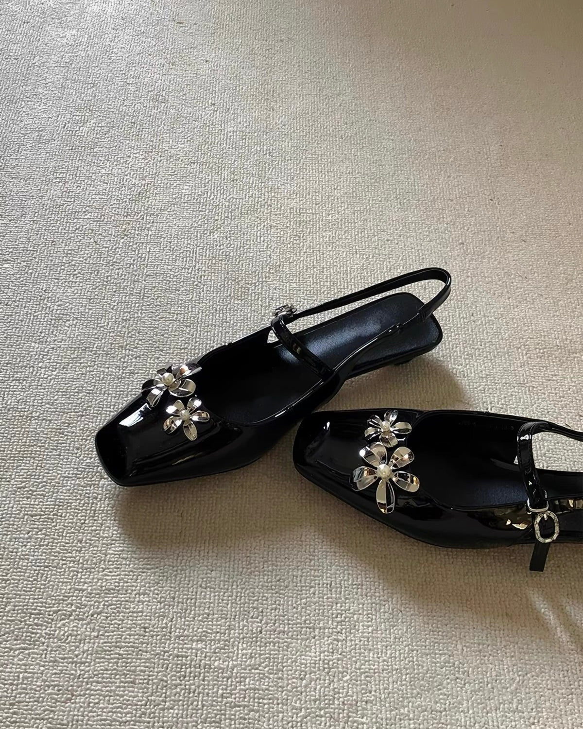 Flower Detail Slingback Flats