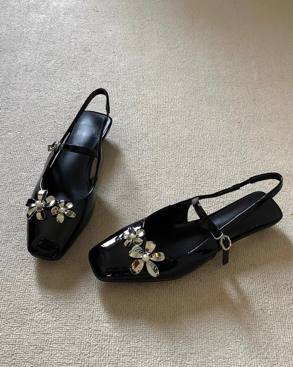 Flower Detail Slingback Flats