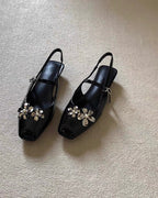Flower Detail Slingback Flats