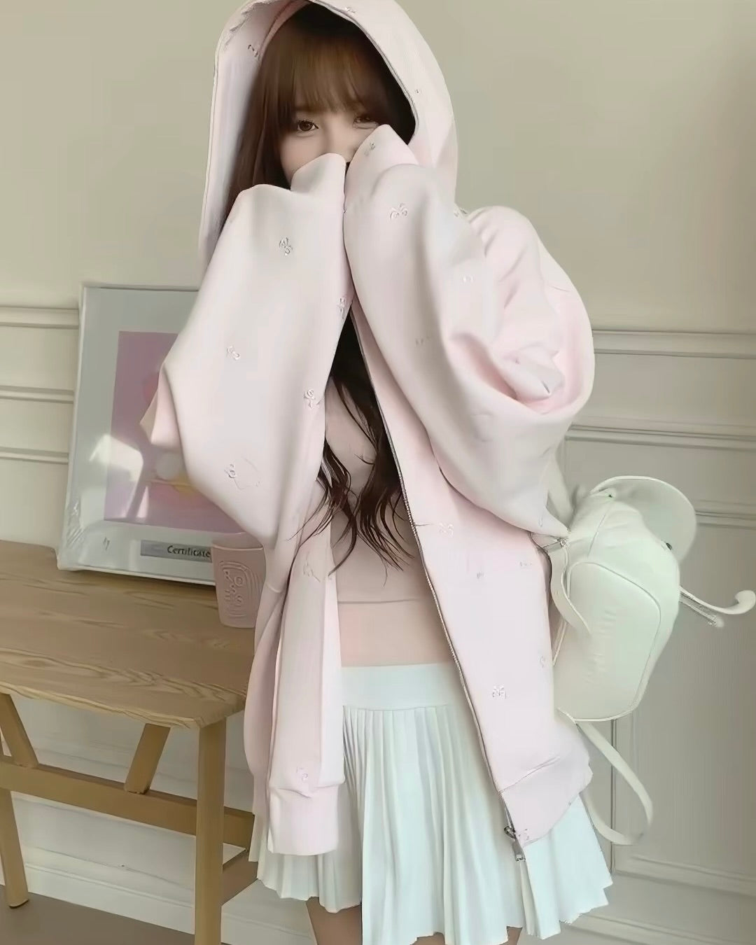 Embroidered Zip-Up Hoodie