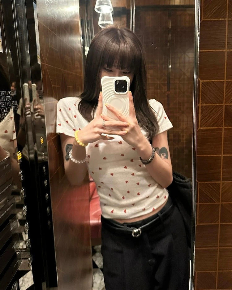 Heart Print Baby Tee ❤️