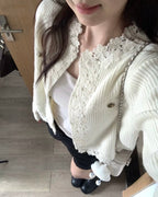 Lace Trim Knit Cardigan