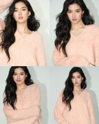 Fuzzy V-Neck Sweater