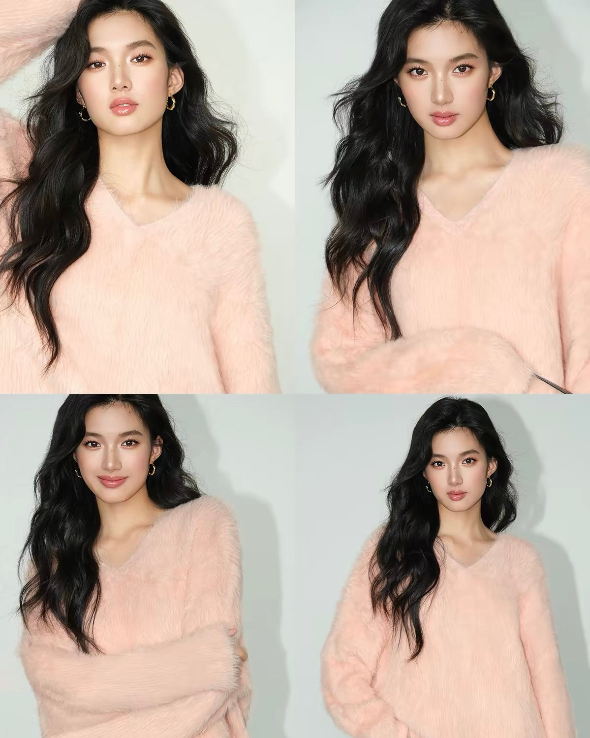 Fuzzy V-Neck Sweater