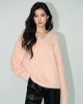 Fuzzy V-Neck Sweater