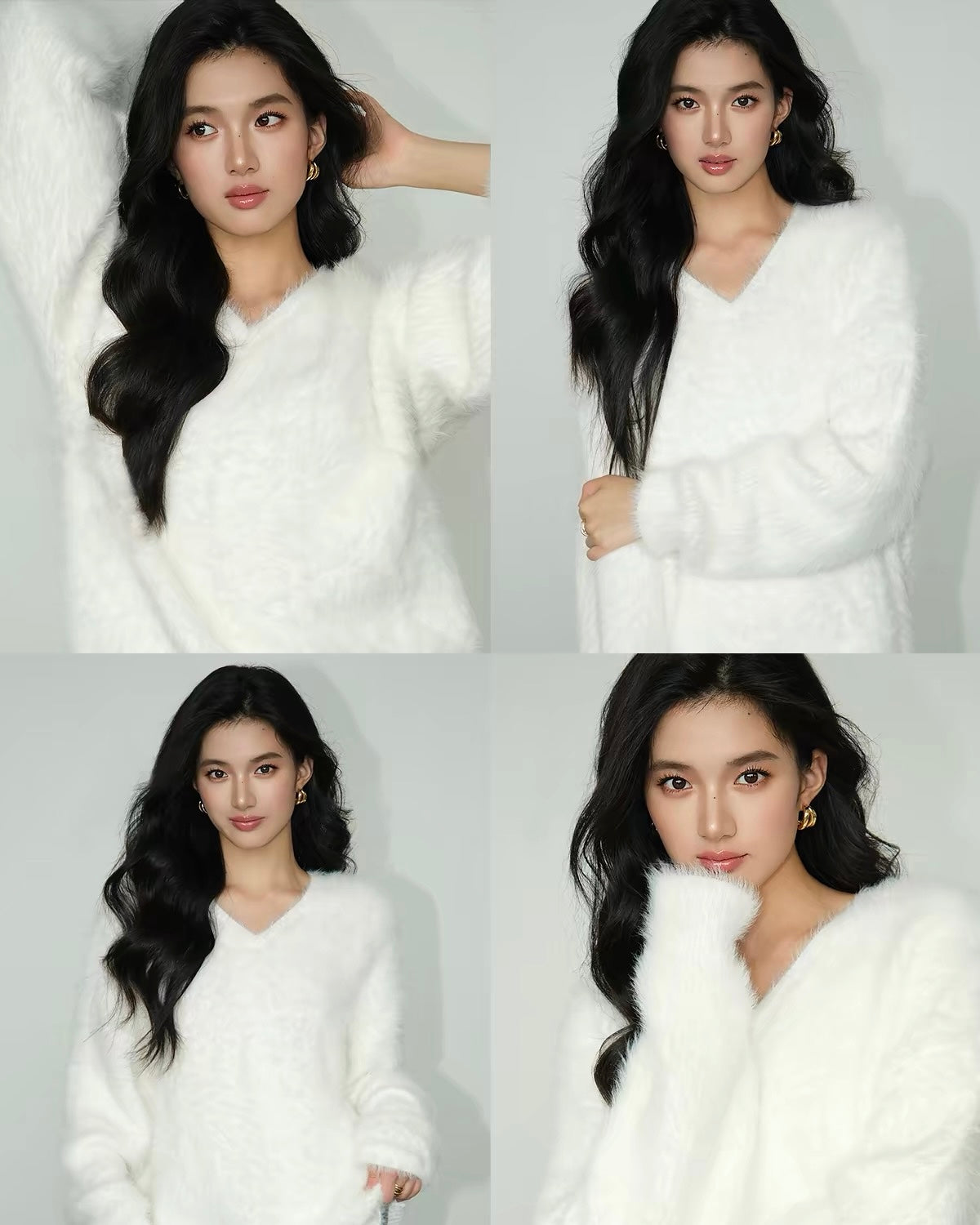 Fuzzy V-Neck Sweater