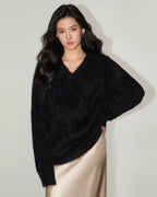 Fuzzy V-Neck Sweater
