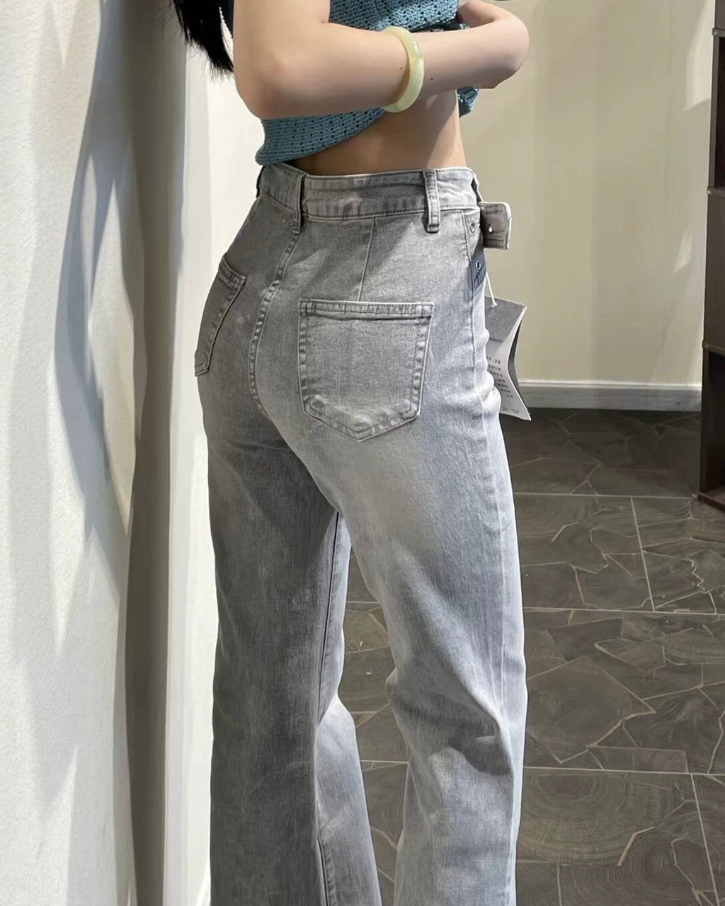 Belted Wide-Leg Jeans