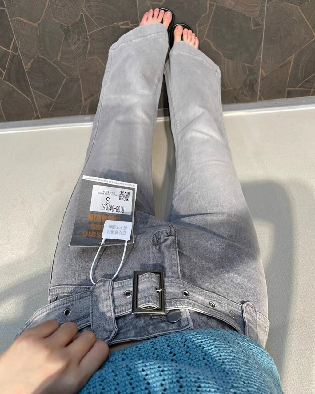 Belted Wide-Leg Jeans
