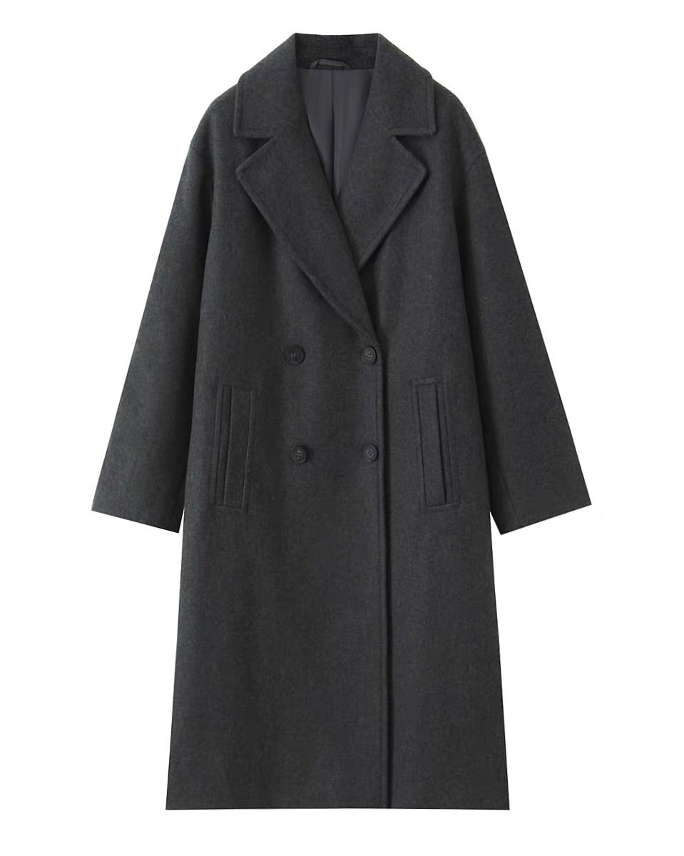 Classic Double-Breasted Long Coat