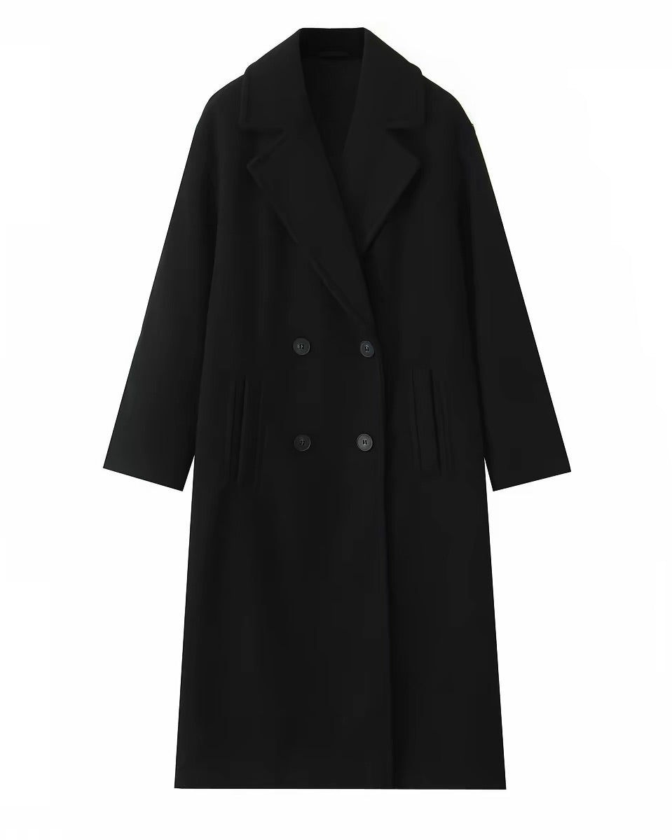 Classic Double-Breasted Long Coat