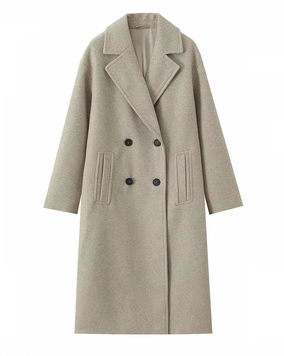 Classic Double-Breasted Long Coat