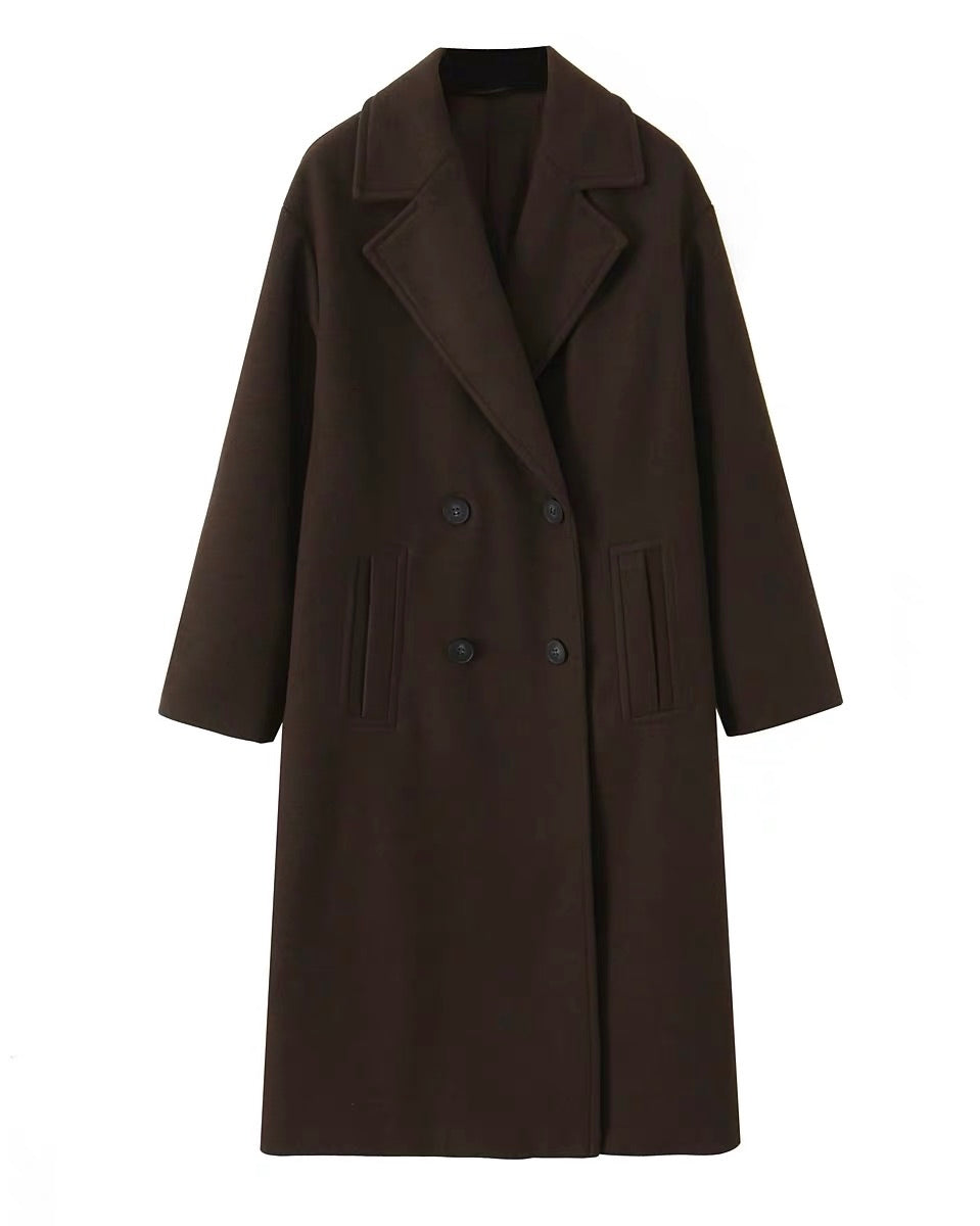 Classic Double-Breasted Long Coat