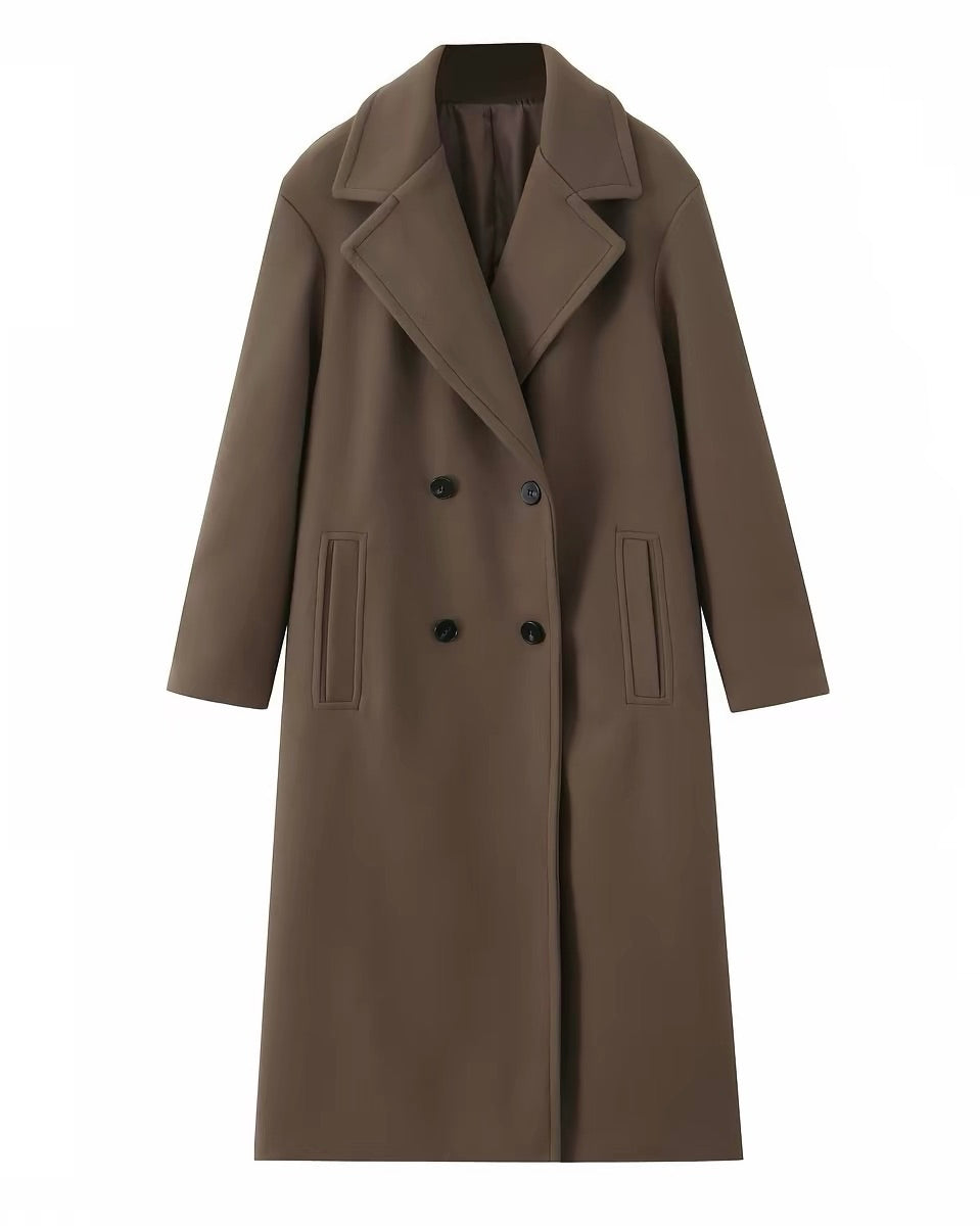 Classic Double-Breasted Long Coat