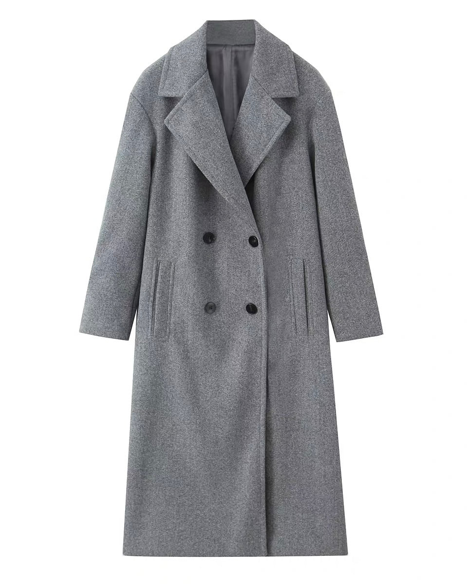 Classic Double-Breasted Long Coat