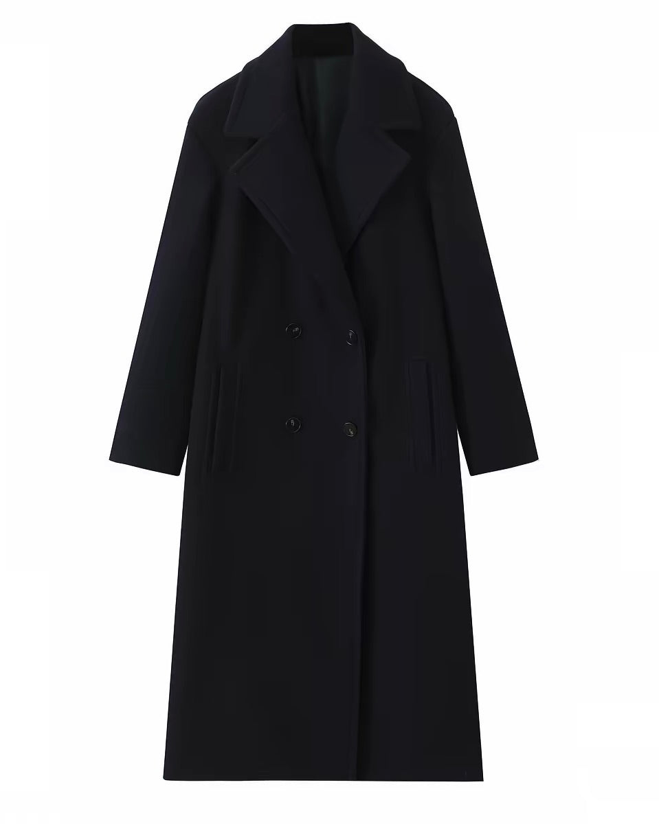 Classic Double-Breasted Long Coat