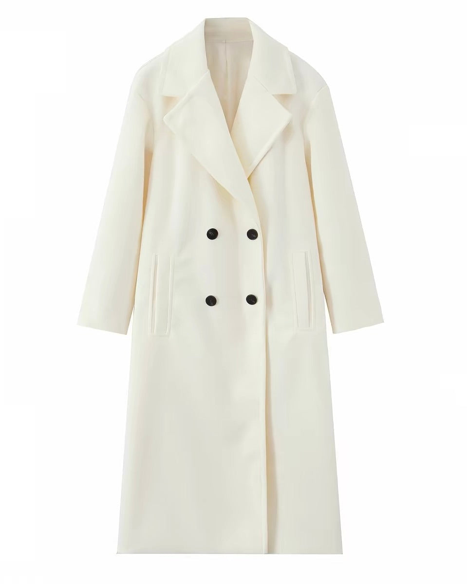 Classic Double-Breasted Long Coat