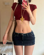 Low-Rise Denim Skort 🖤