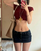 Low-Rise Denim Skort 🖤