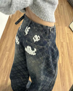 Plaid Balloon Jeans 🖤