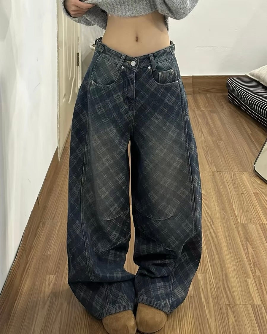 Plaid Balloon Jeans 🖤
