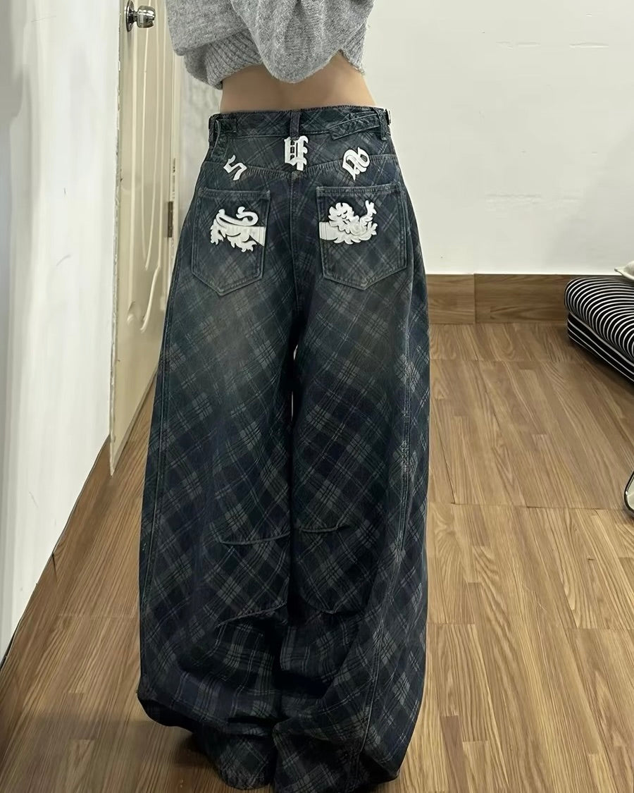 Plaid Balloon Jeans 🖤
